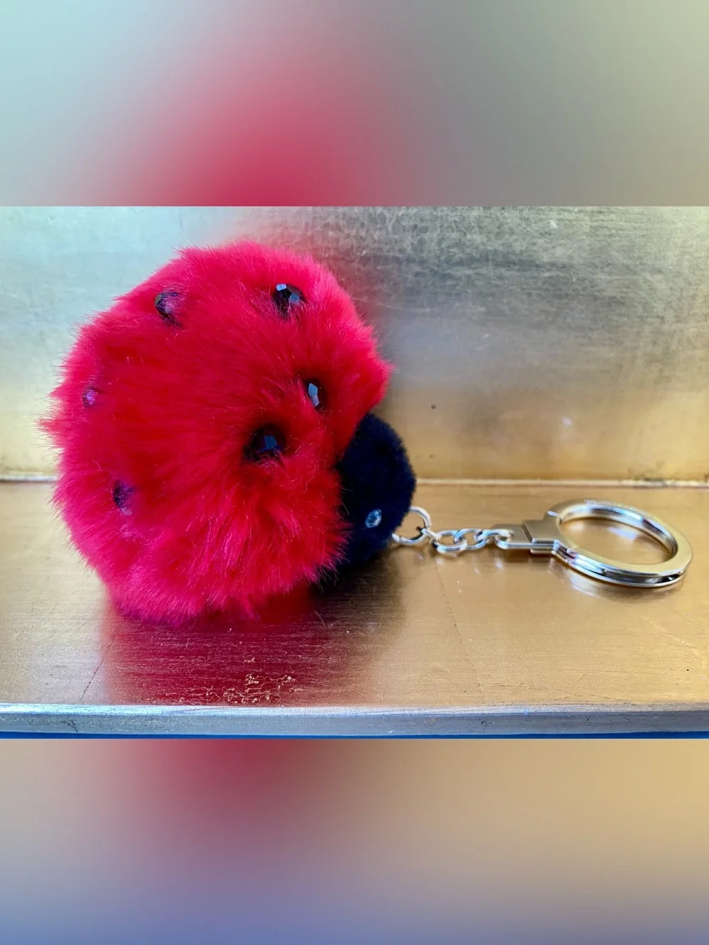 Cute Kate Spade New York Bag Charm. Ladybug Pom Pom